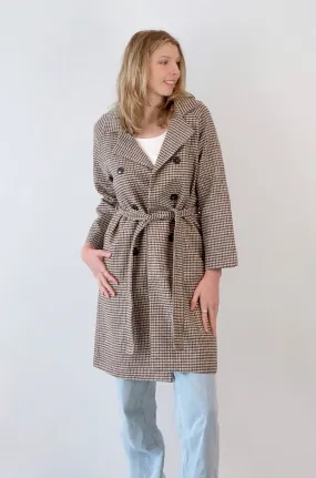 90s college girl plaid pattern coat