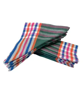 Abstract Versatile Cotton Checked & Stripe Kitchen Napkins | Set Of 12 | 18 X 18 inches