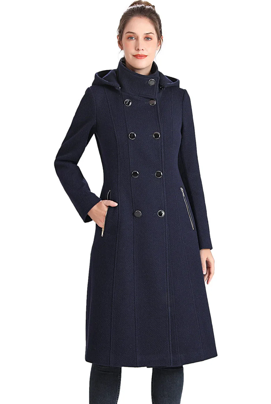 BGSD Women Ren Wool Stand Collar Walker Coat