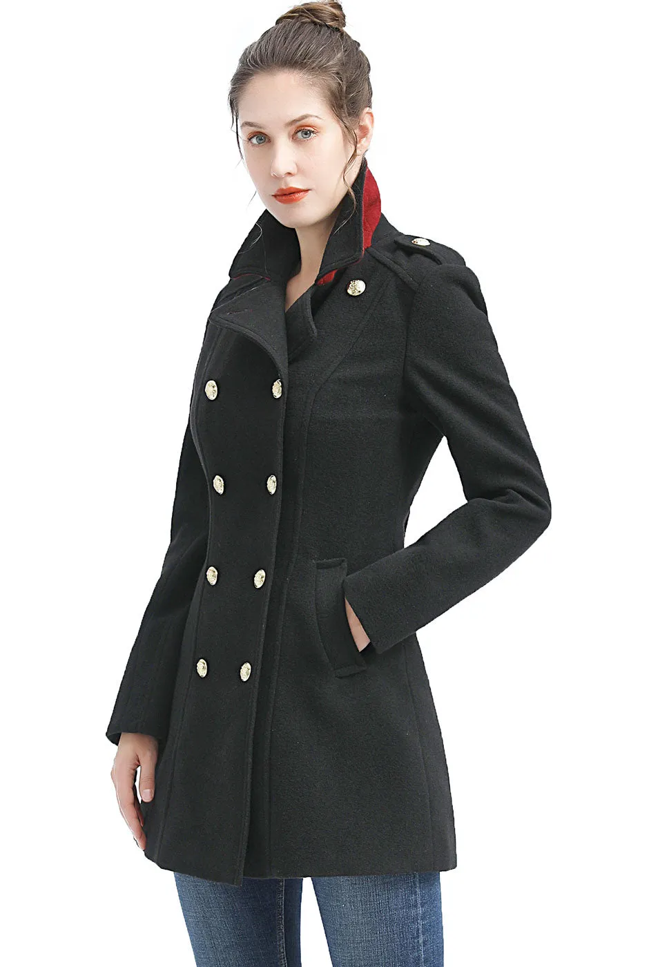 BGSD Women Victoria Wool Fitted Military Melton Coat