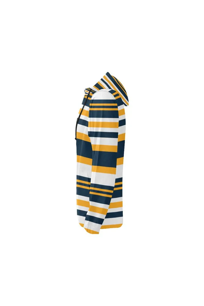 Blue & Gold All Over Print Full Zip Hoodie for Women (Model H14)