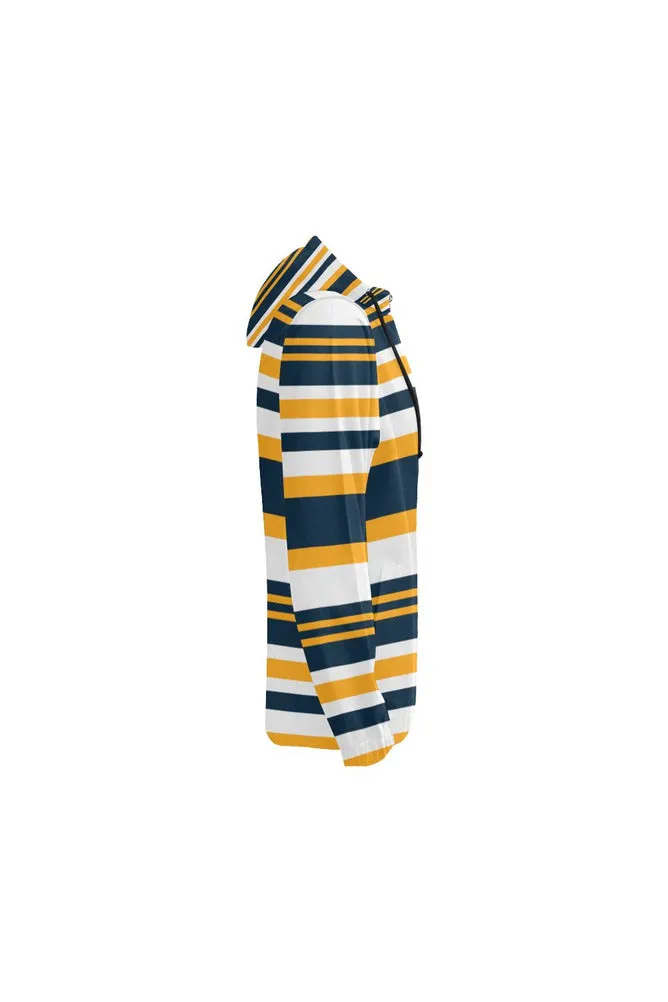 Blue & Gold All Over Print Full Zip Hoodie for Women (Model H14)