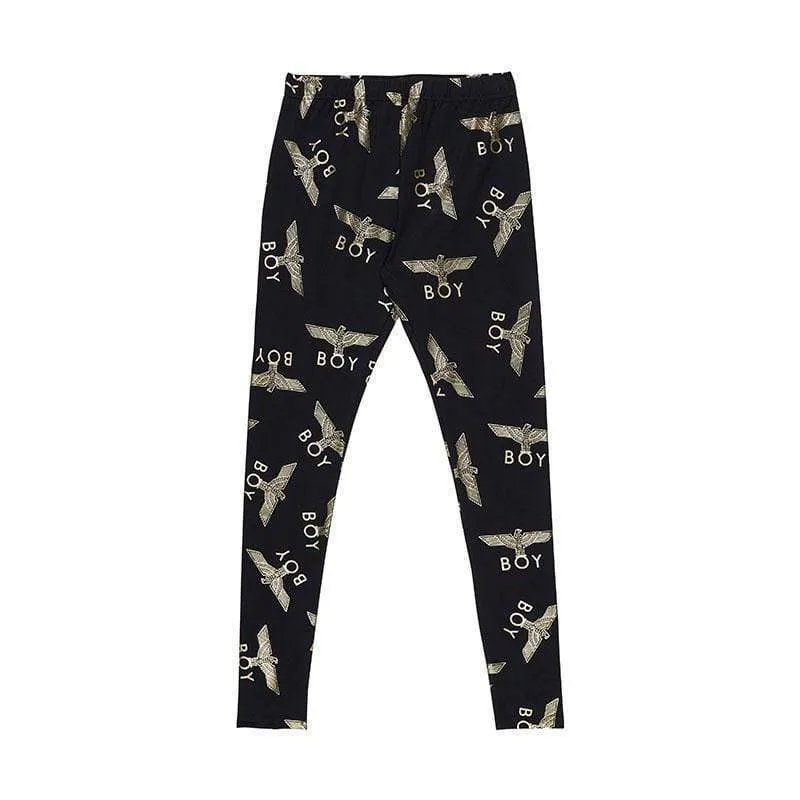 BOY REPEAT LEGGINGS - BLACK/GOLD