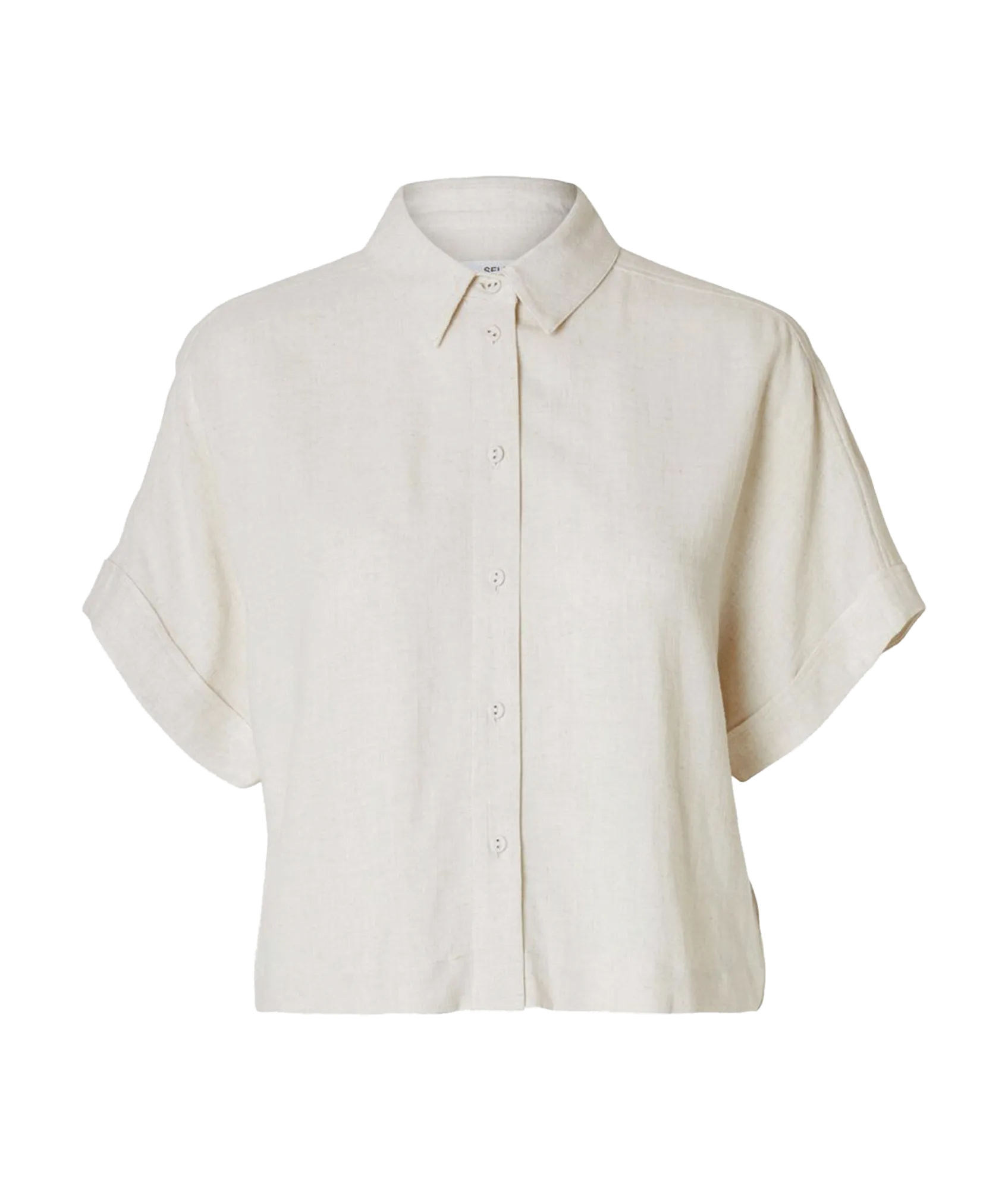 Cropped Short Sleeved Shirt - Cream