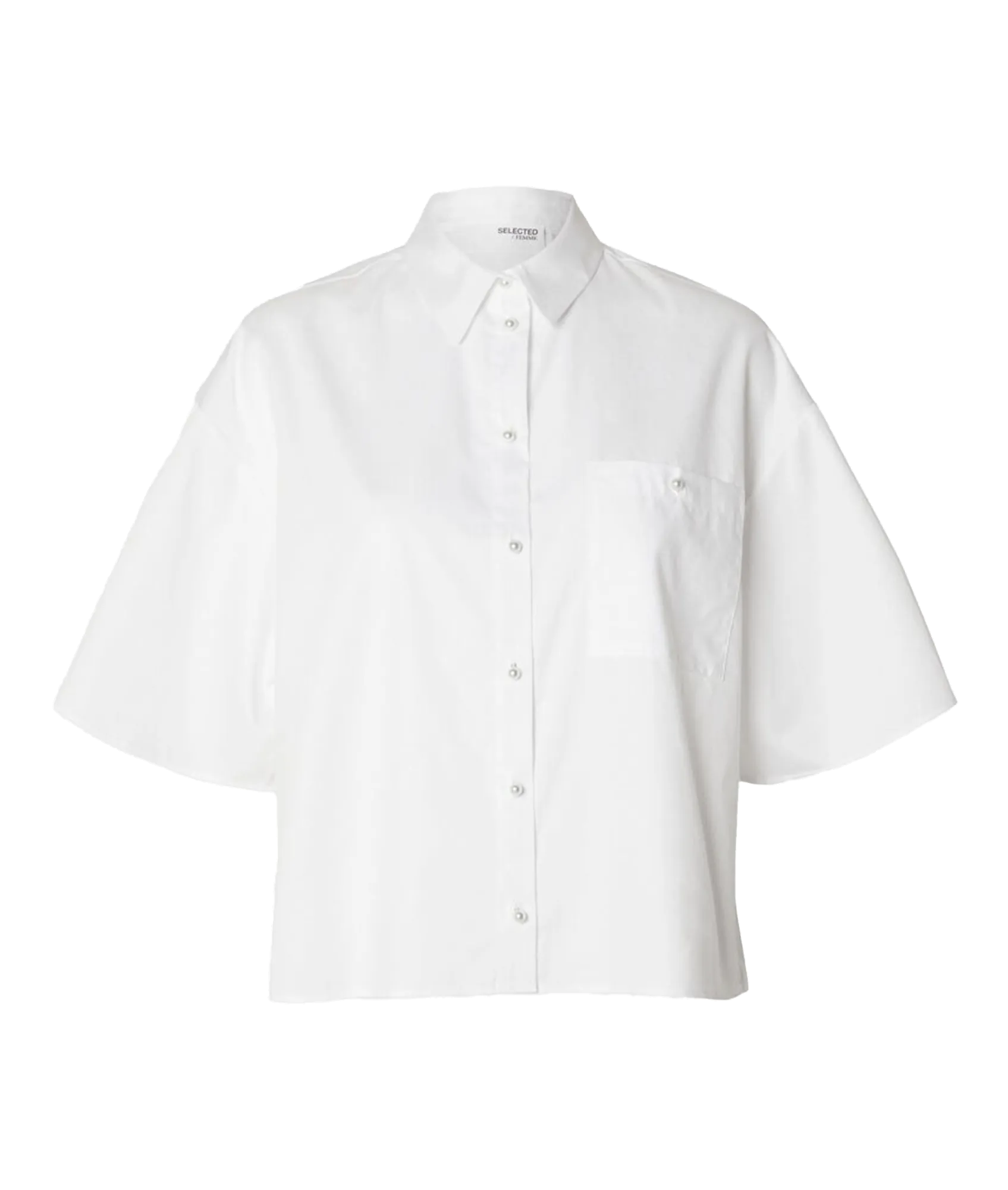 Cropped Short Sleeved Shirt - White