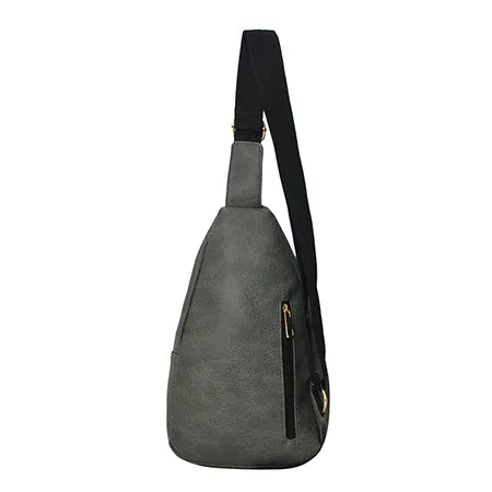 Dark Gray Faux Leather Fashion Sling Bag