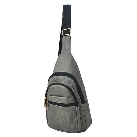 Dark Gray Faux Leather Fashion Sling Bag