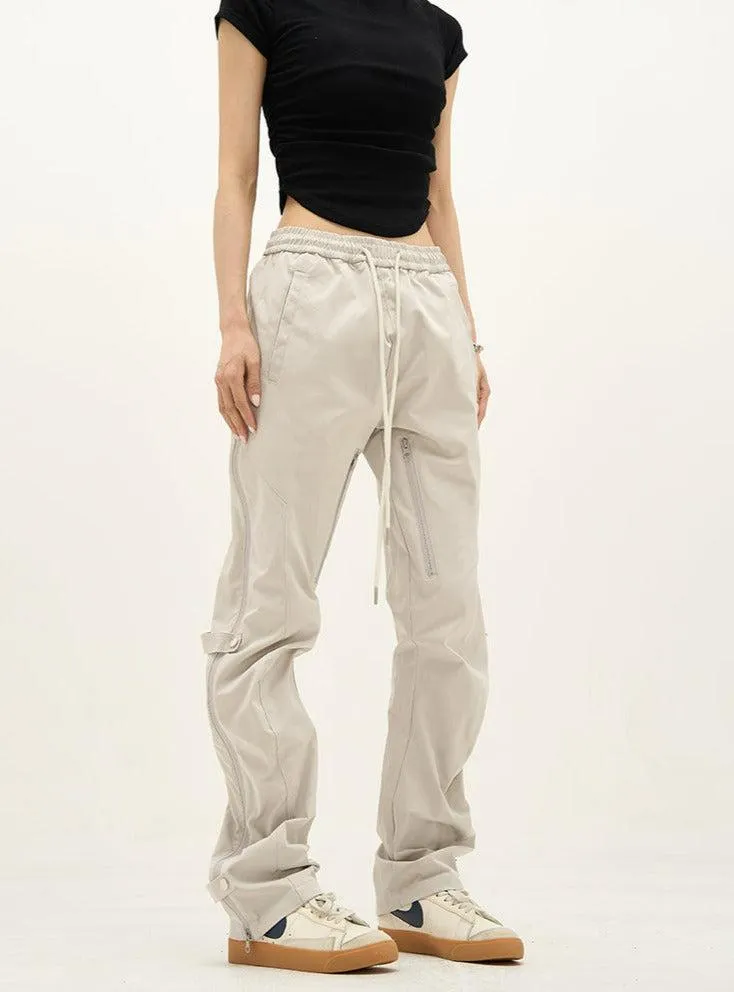 Drawstring Waist Side Zip Pants