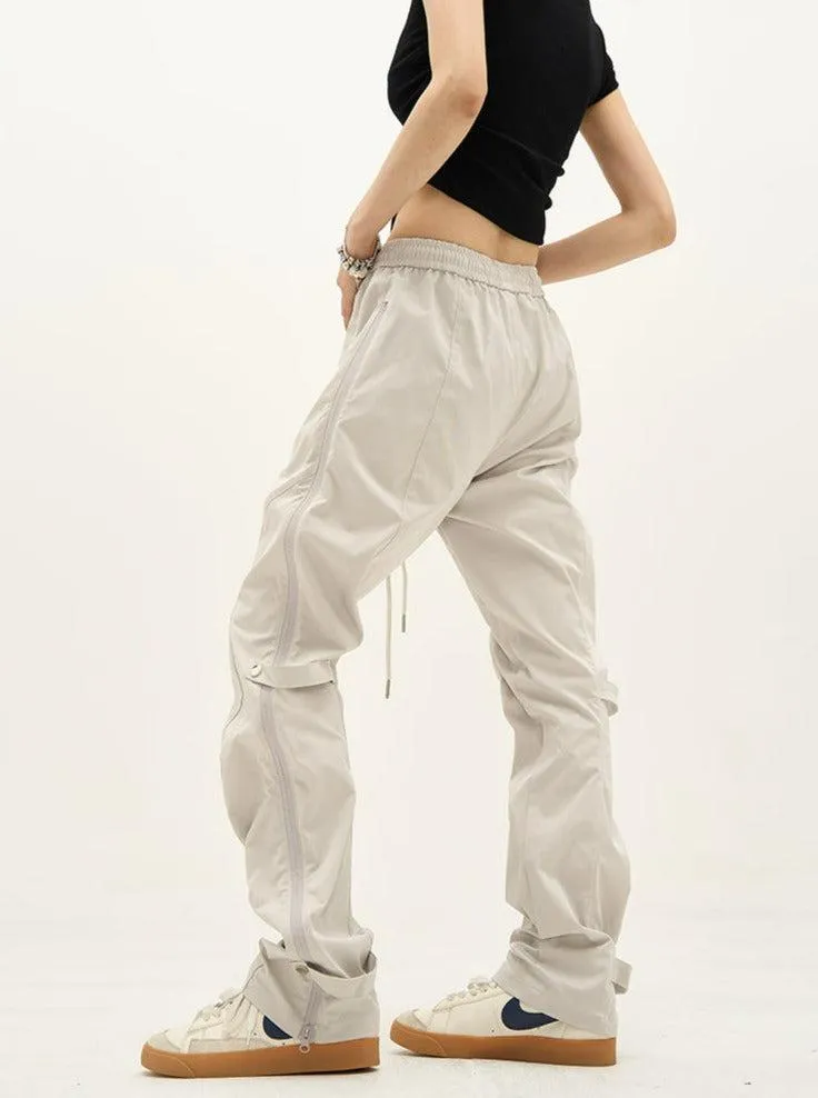 Drawstring Waist Side Zip Pants