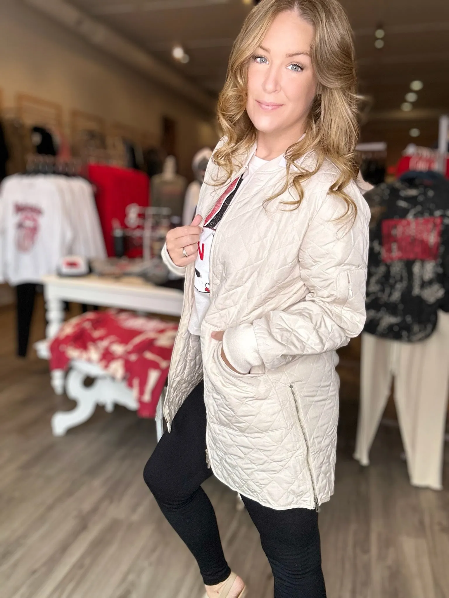 Eggshell Quilted Tunic Jacket