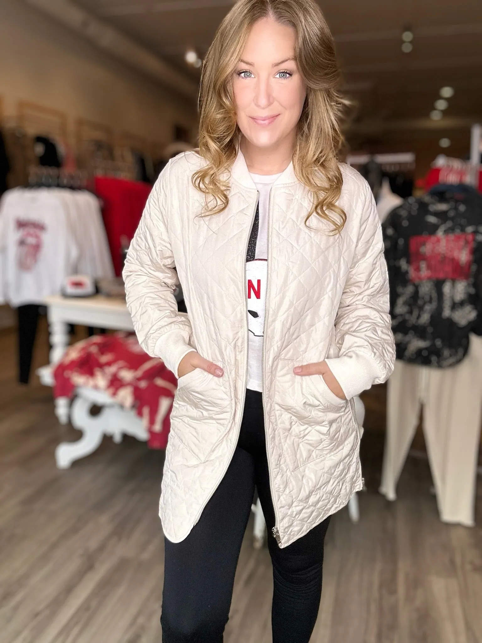 Eggshell Quilted Tunic Jacket