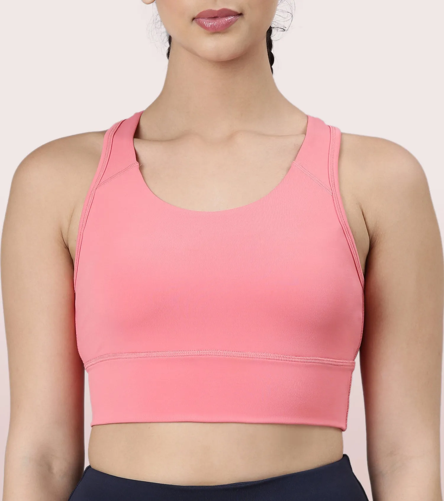 Enamor Basic Workout Sports Bra | Medium Impact Dry Fit Longline Bra For Women | A202