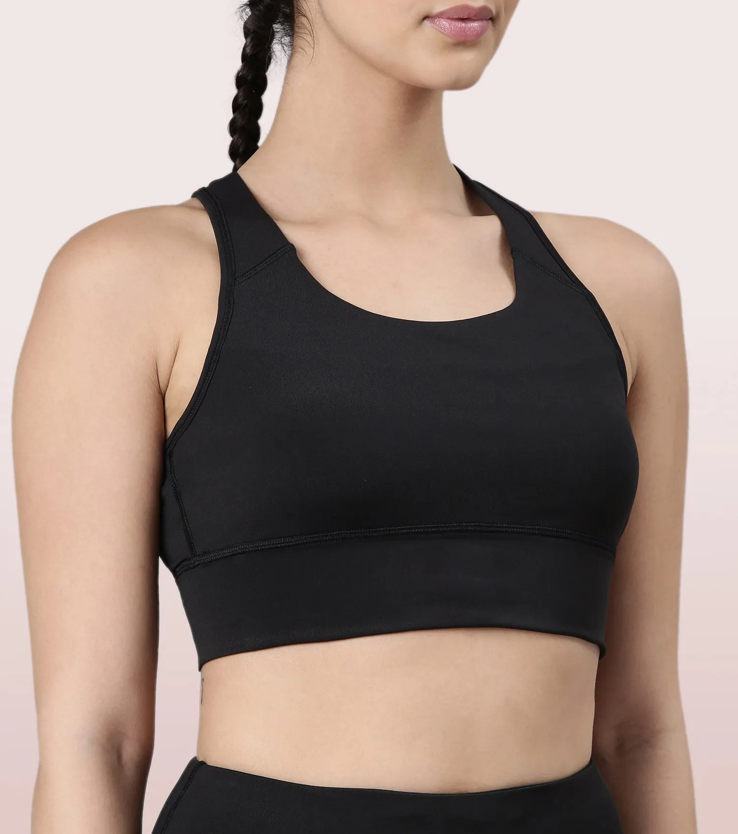 Enamor Basic Workout Sports Bra | Medium Impact Dry Fit Longline Bra For Women | A202