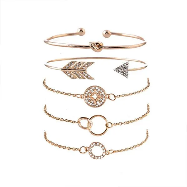 Fashion Geometric Ot Buckle Multilayer Bracelet 55578168C