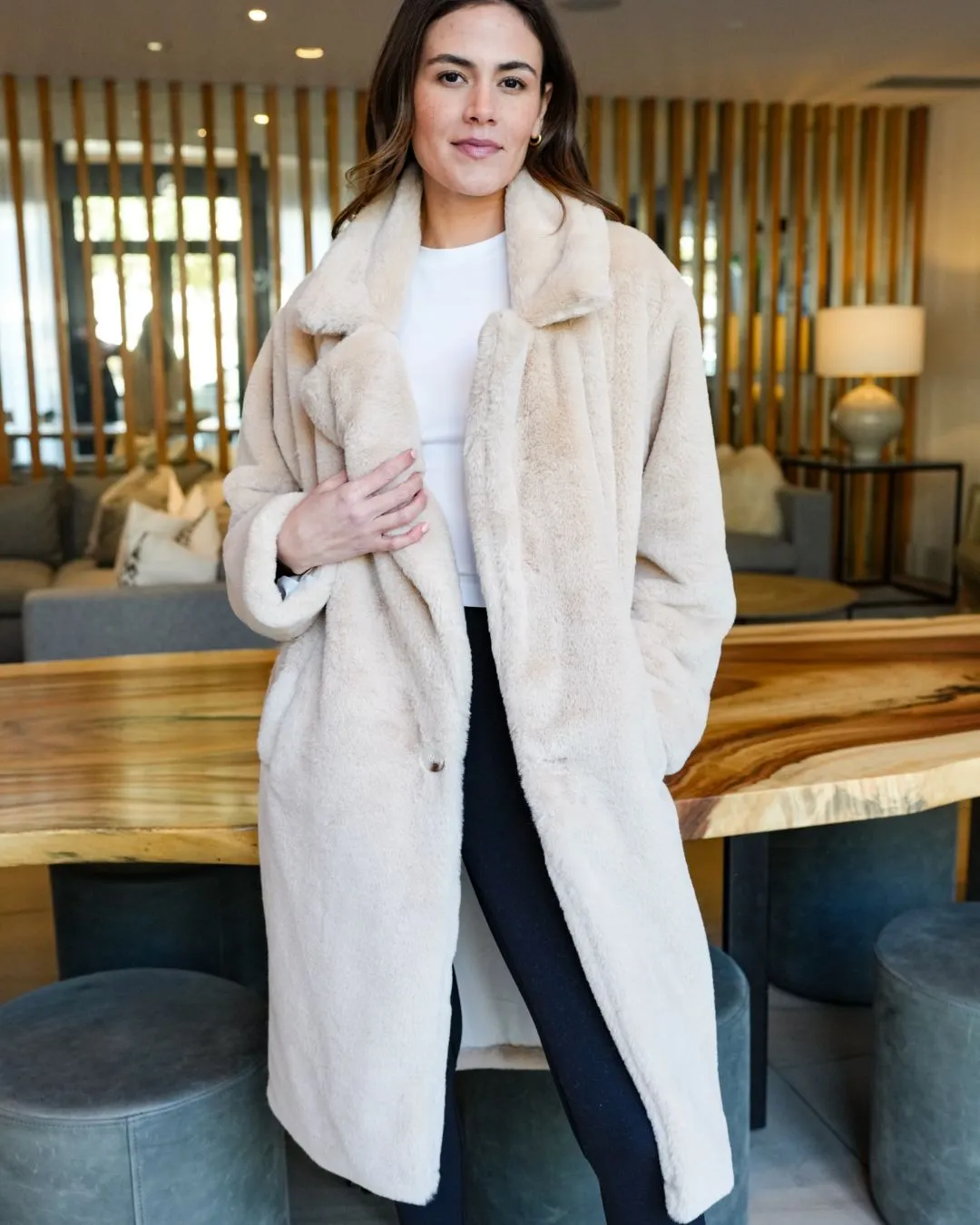 Faux Fur Trench Coat