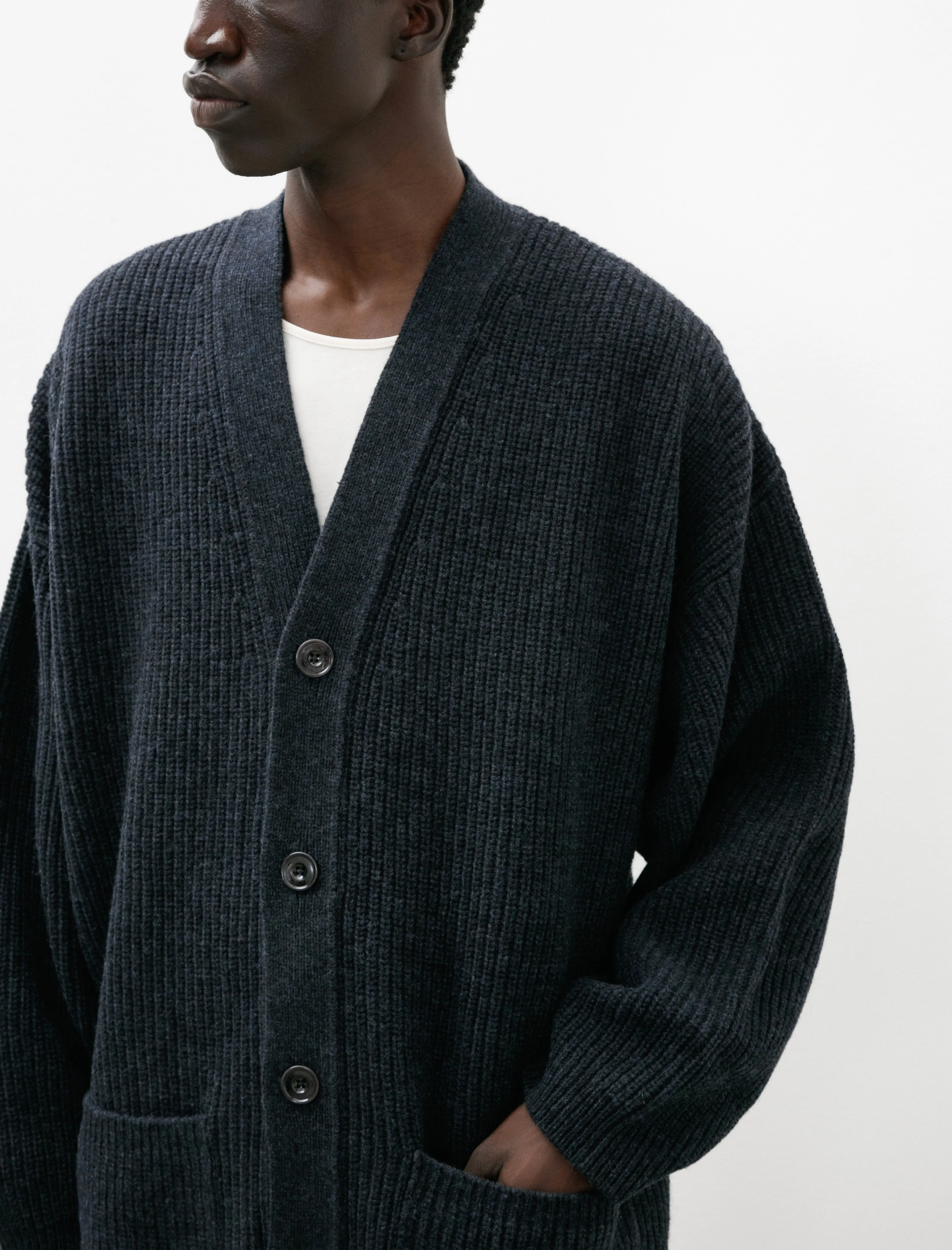 Felted Cardi Coat Midnight Navy Melange