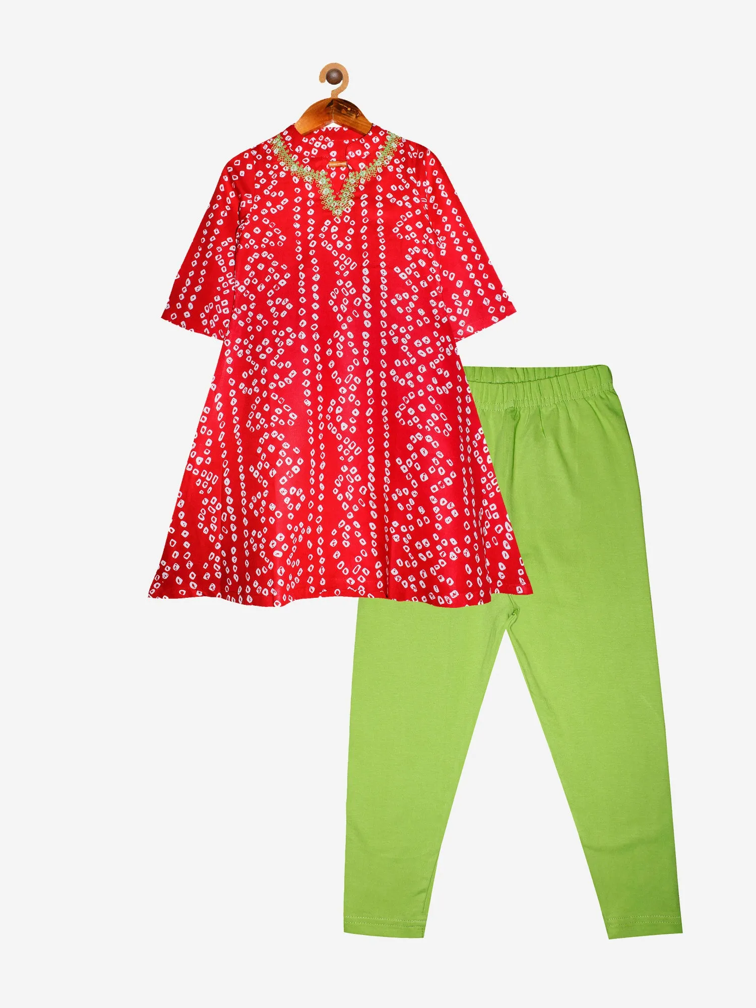 Girls Printed Kurta and Leggings Set