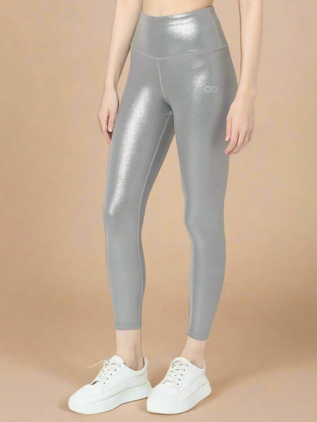 Gloss Shiny Grey High Impact Action Bra and Ath Track Leggings