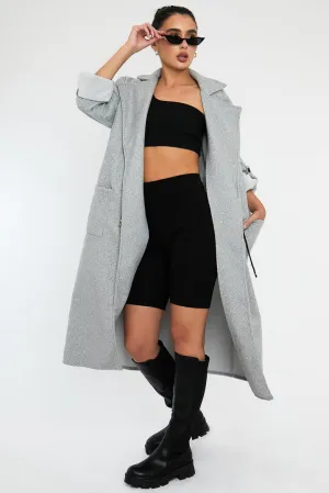 Grey Relaxed Tie Waist Trench Coat - Mayva