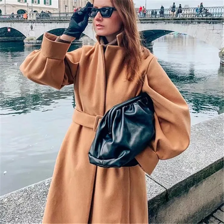 khaki wool coat long overcoat outwear