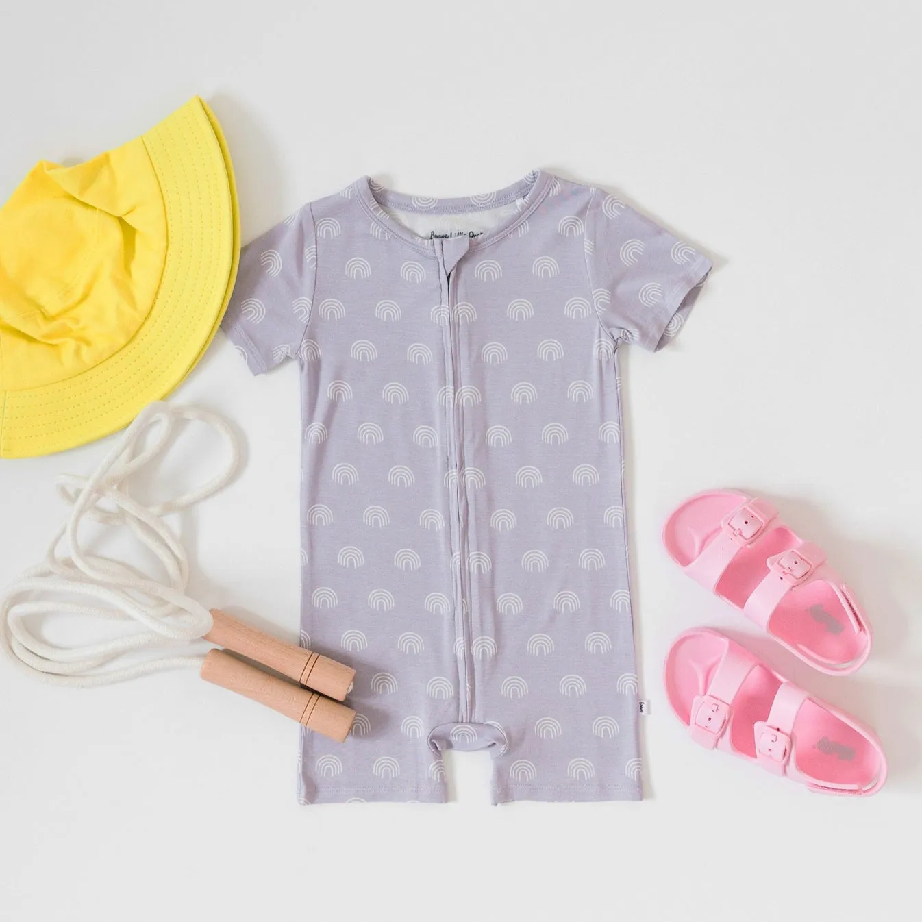 Lavender Rainbows Summer Zip Romper