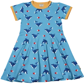 Maxomorra Dolphin Organic Cotton Short Sleeved Circle Dress