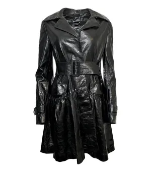 Philipp Plein Ltd Edition Logo Leather Trench Coat. Size S