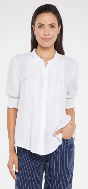 Pleated Short Sleeved Blouse Wit | Optic White