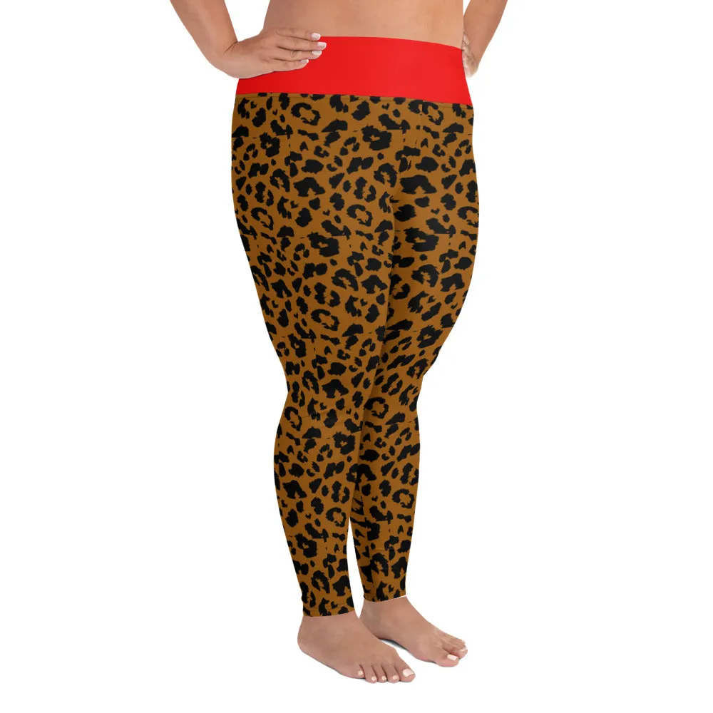 Plus Size Leggings Leopard and Red