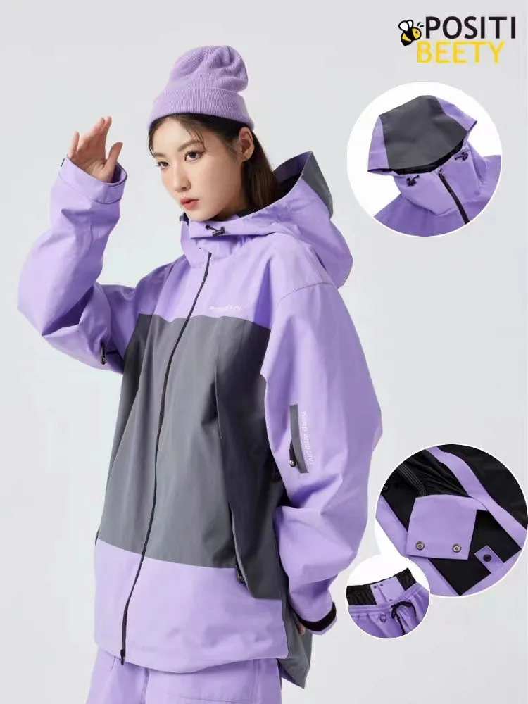 Positibeety 23/24 New Drop Purple/Black Professional Snowboarding Jackets & Pants