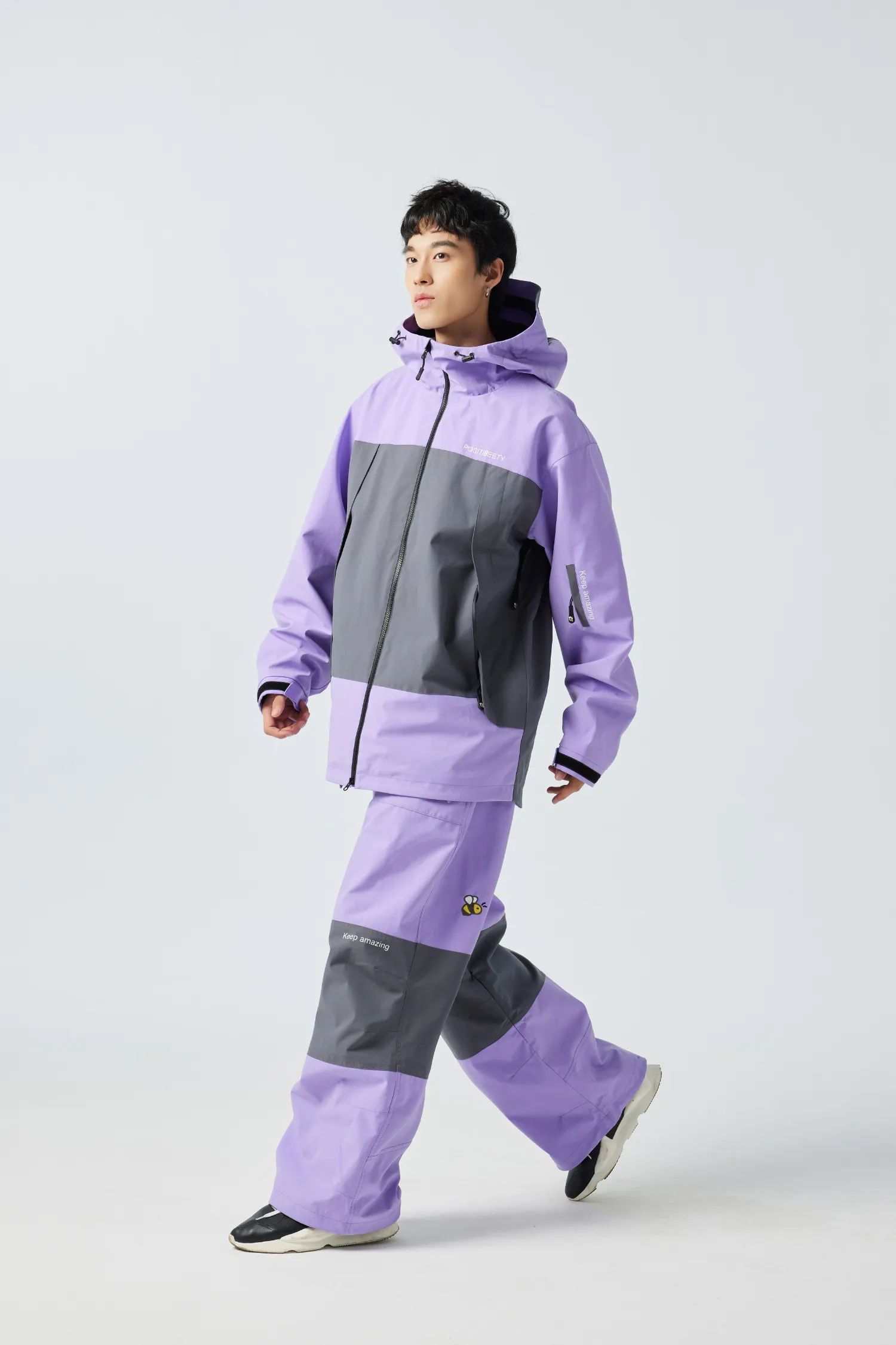 Positibeety 23/24 New Drop Purple/Black Professional Snowboarding Jackets & Pants