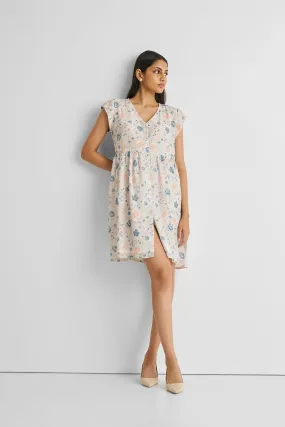 Reistor Cap Sleeved Short Dress in Florals