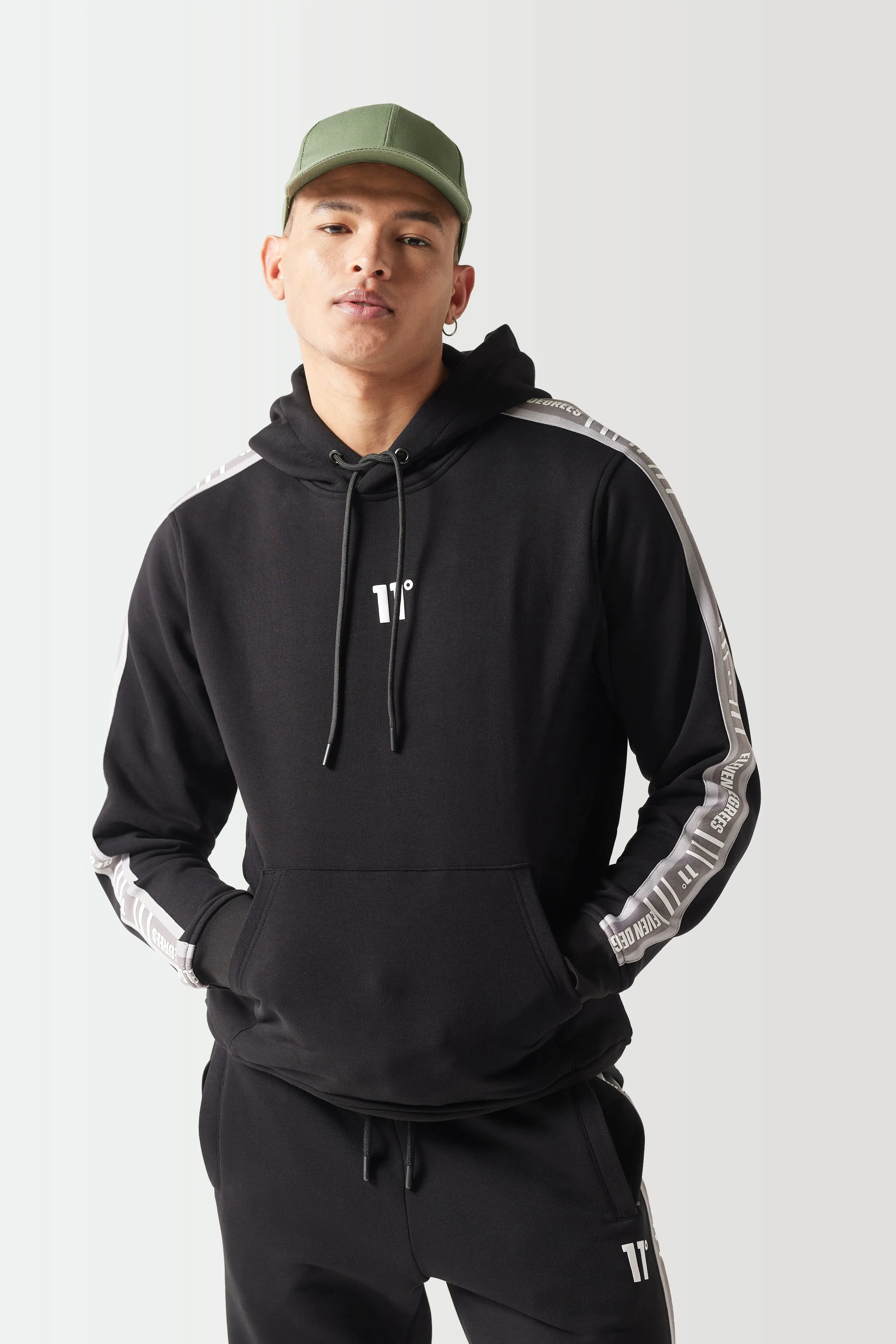 Retro Taped Hoodie - Black