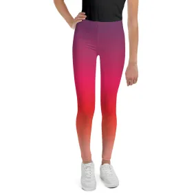 Reverse Red Horizontaal Gradient Youth Leggings,Girls and Boys Matching Family Outfits