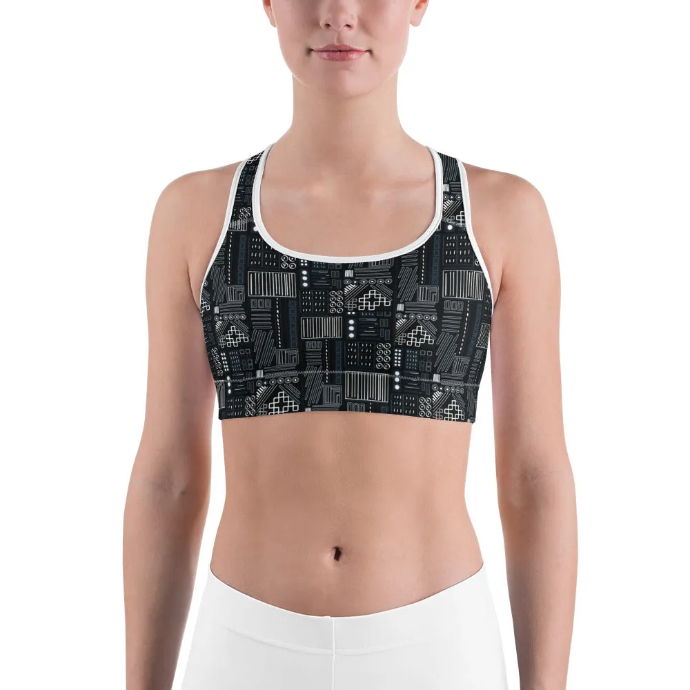 Robot Series Sports Bra for women, Available in sizes XS-2XL, Scoop neckline and racerback