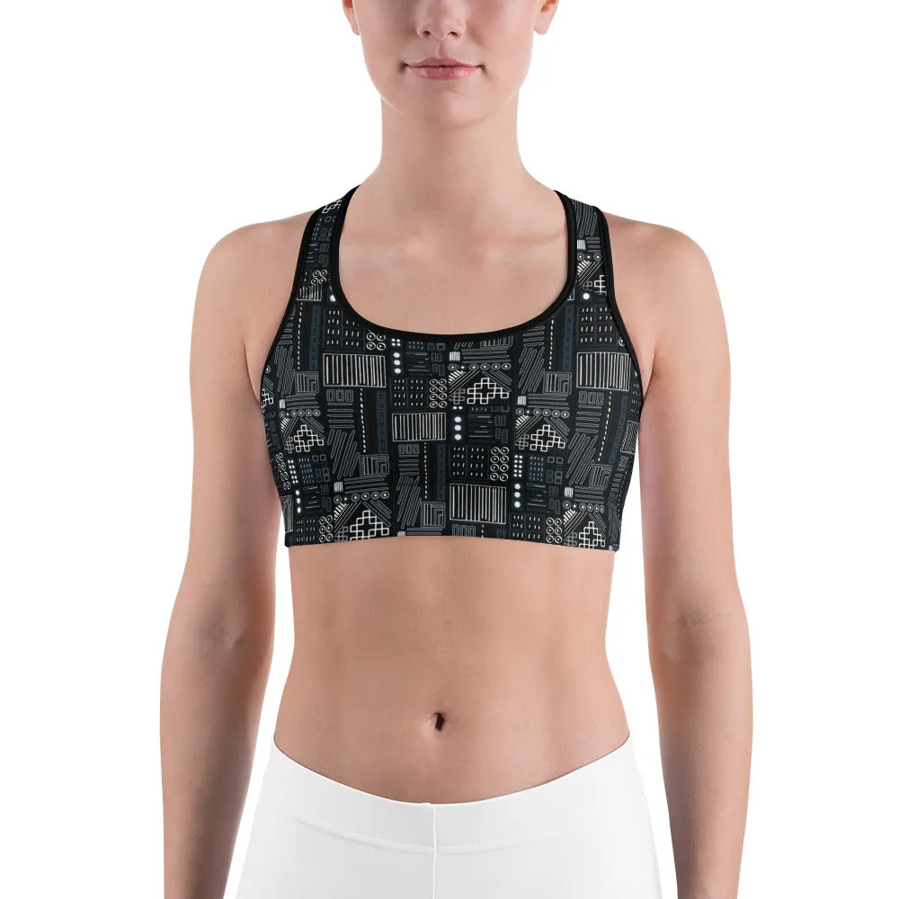 Robot Series Sports Bra for women, Available in sizes XS-2XL, Scoop neckline and racerback