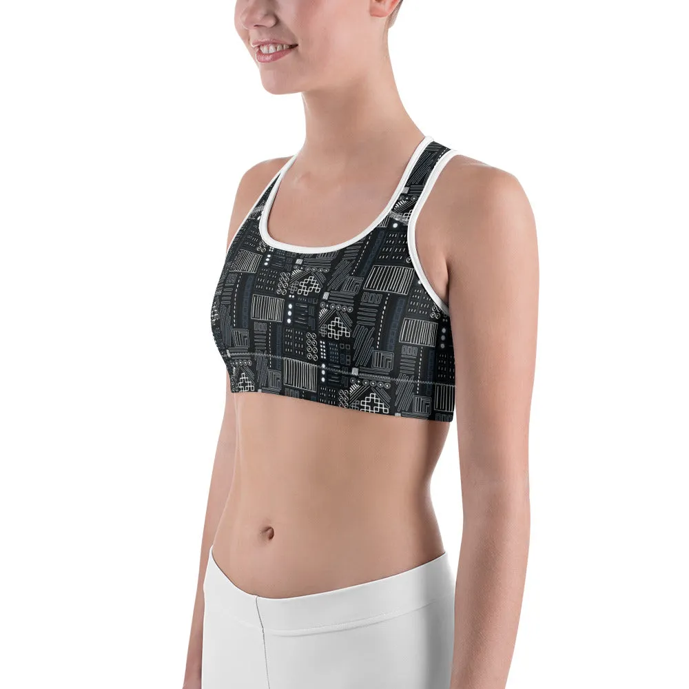 Robot Series Sports Bra for women, Available in sizes XS-2XL, Scoop neckline and racerback