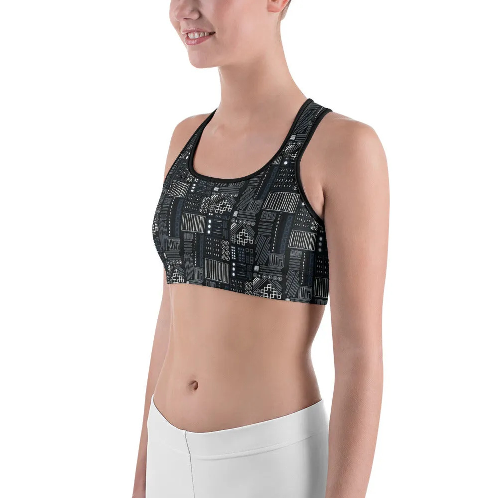 Robot Series Sports Bra for women, Available in sizes XS-2XL, Scoop neckline and racerback