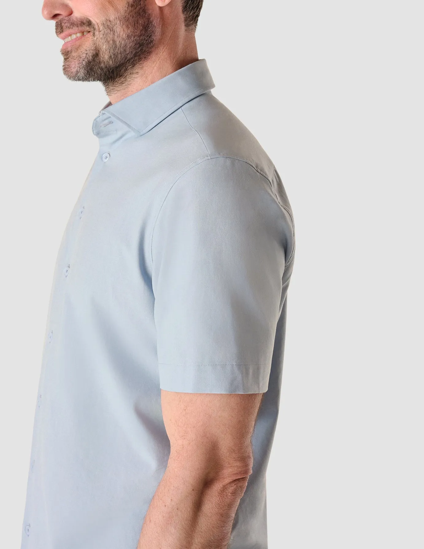 Short-Sleeved Tech Linen Shirt Sea Blue