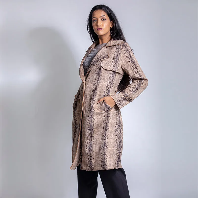 Snake Print Trench Coat