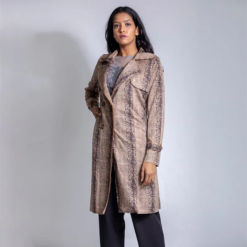 Snake Print Trench Coat