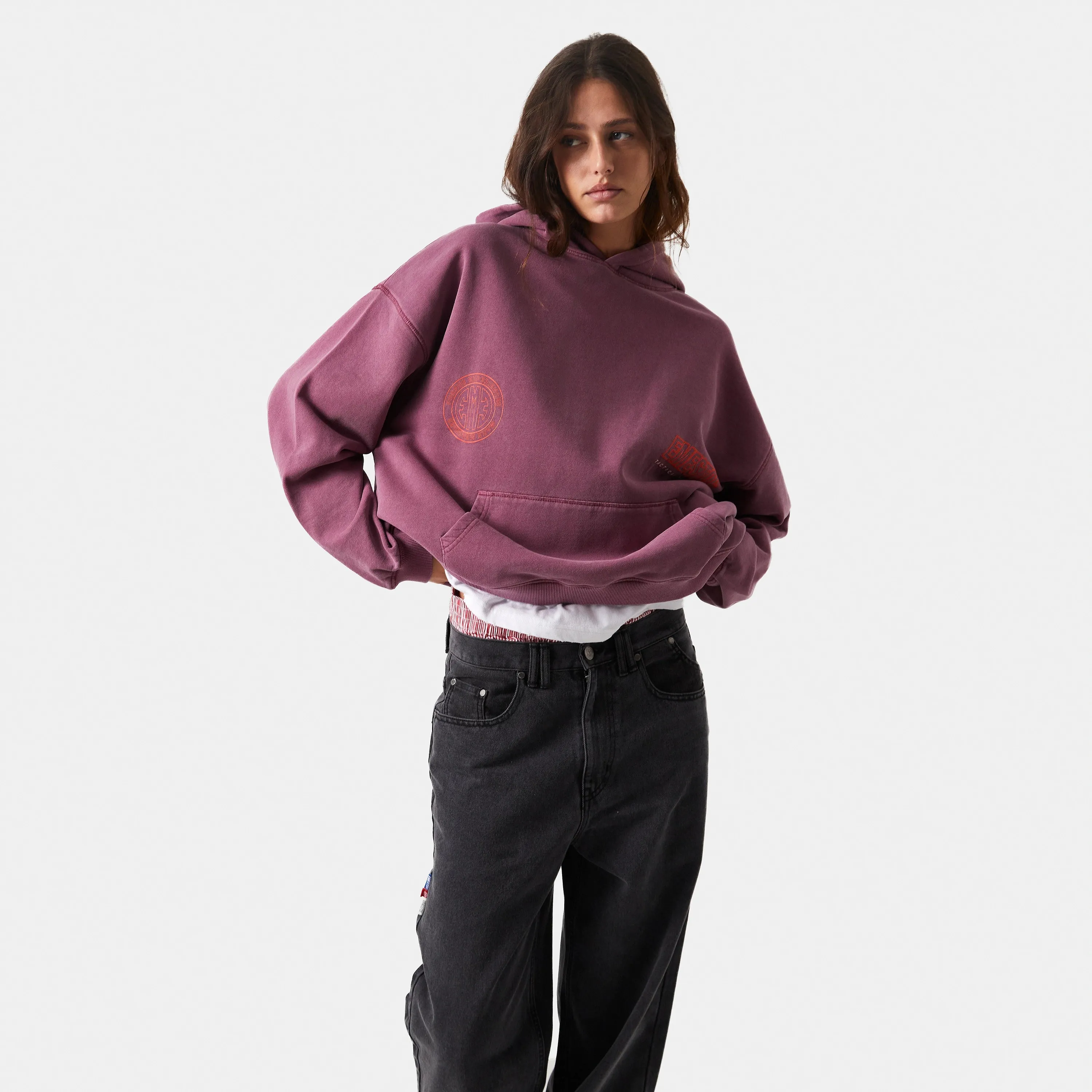 Tatter Merlot Oversized Hoodie