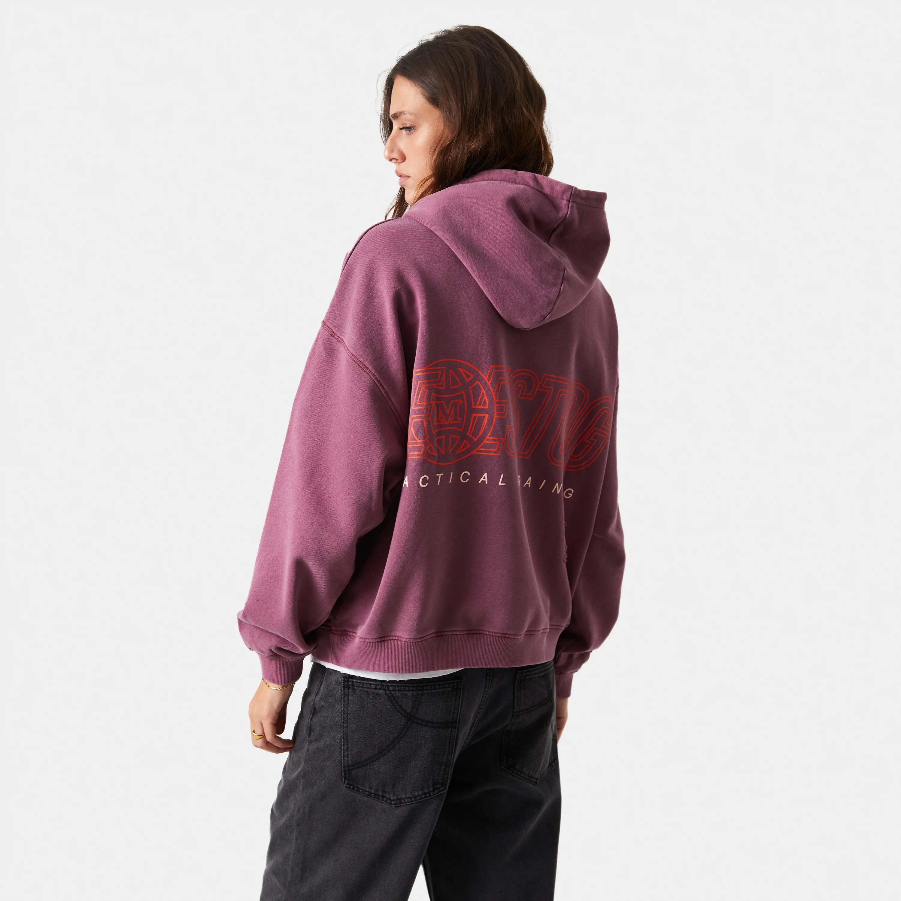 Tatter Merlot Oversized Hoodie