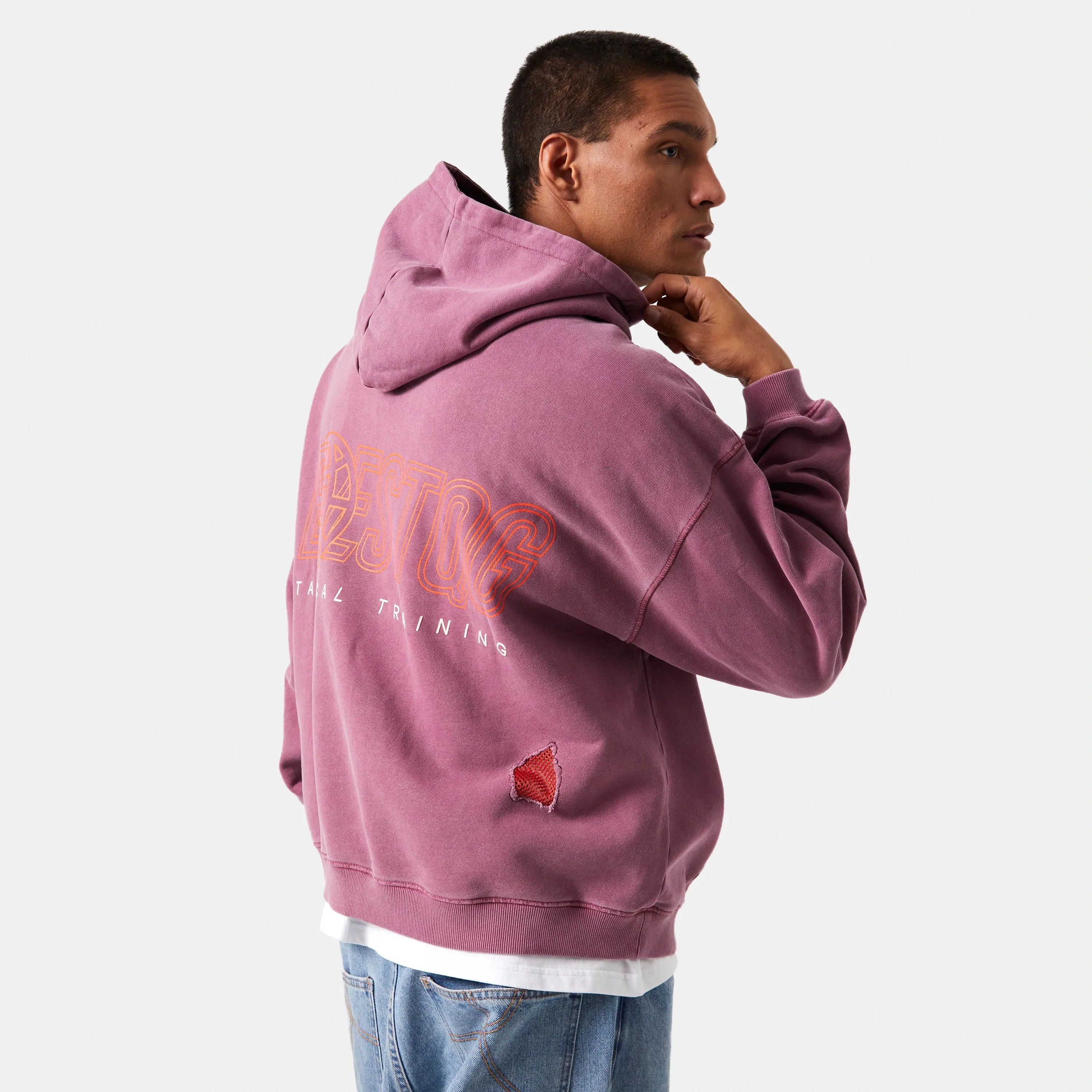 Tatter Merlot Oversized Hoodie