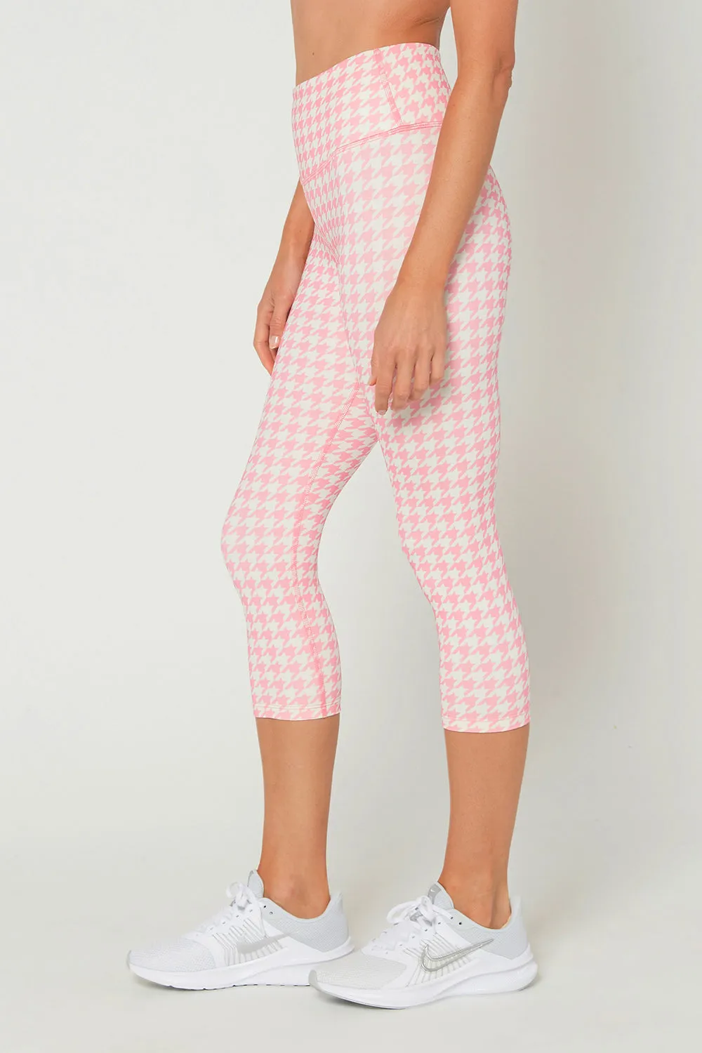 Think Pink Houndstooth Cropped Leggings