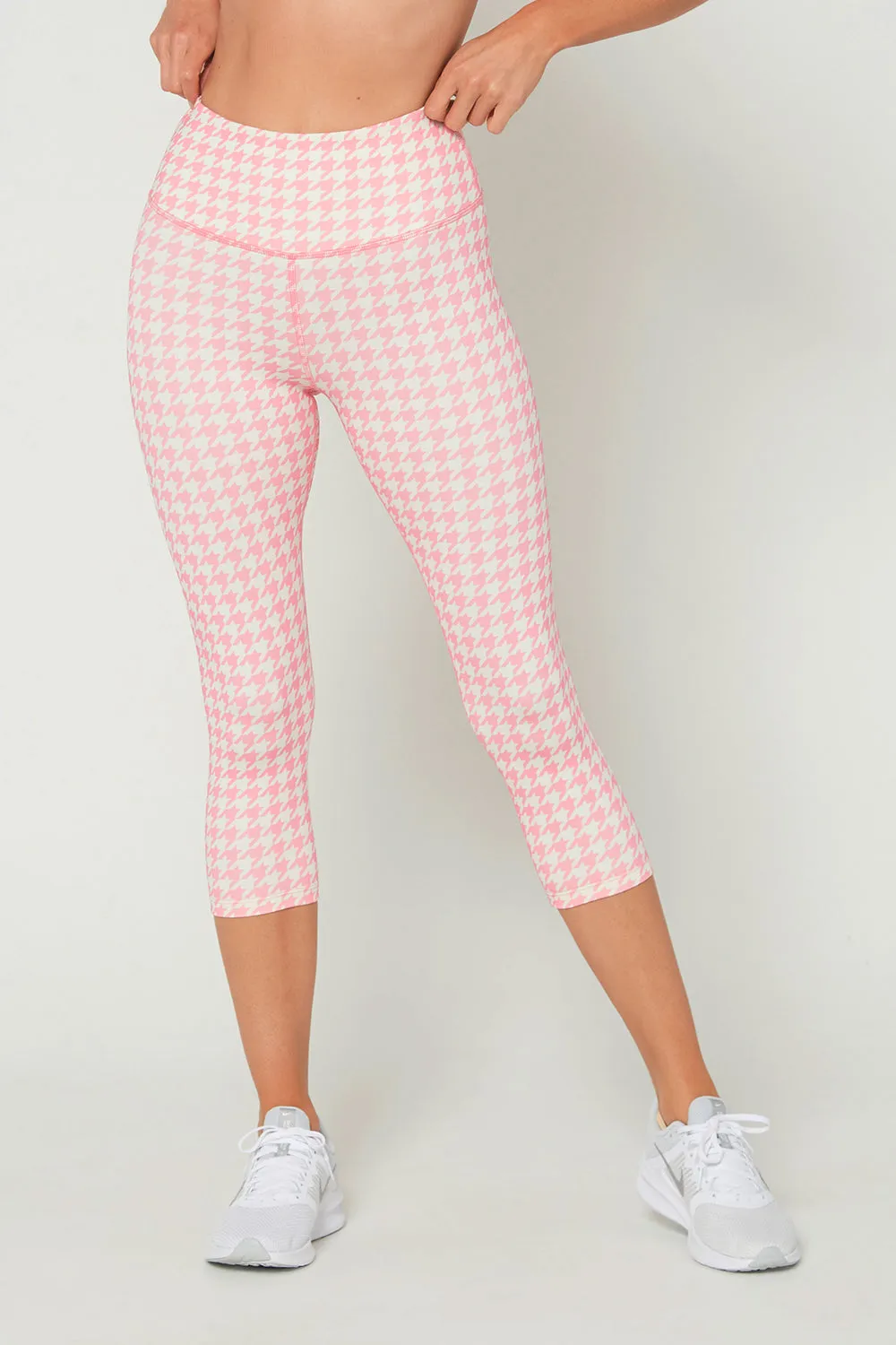 Think Pink Houndstooth Cropped Leggings