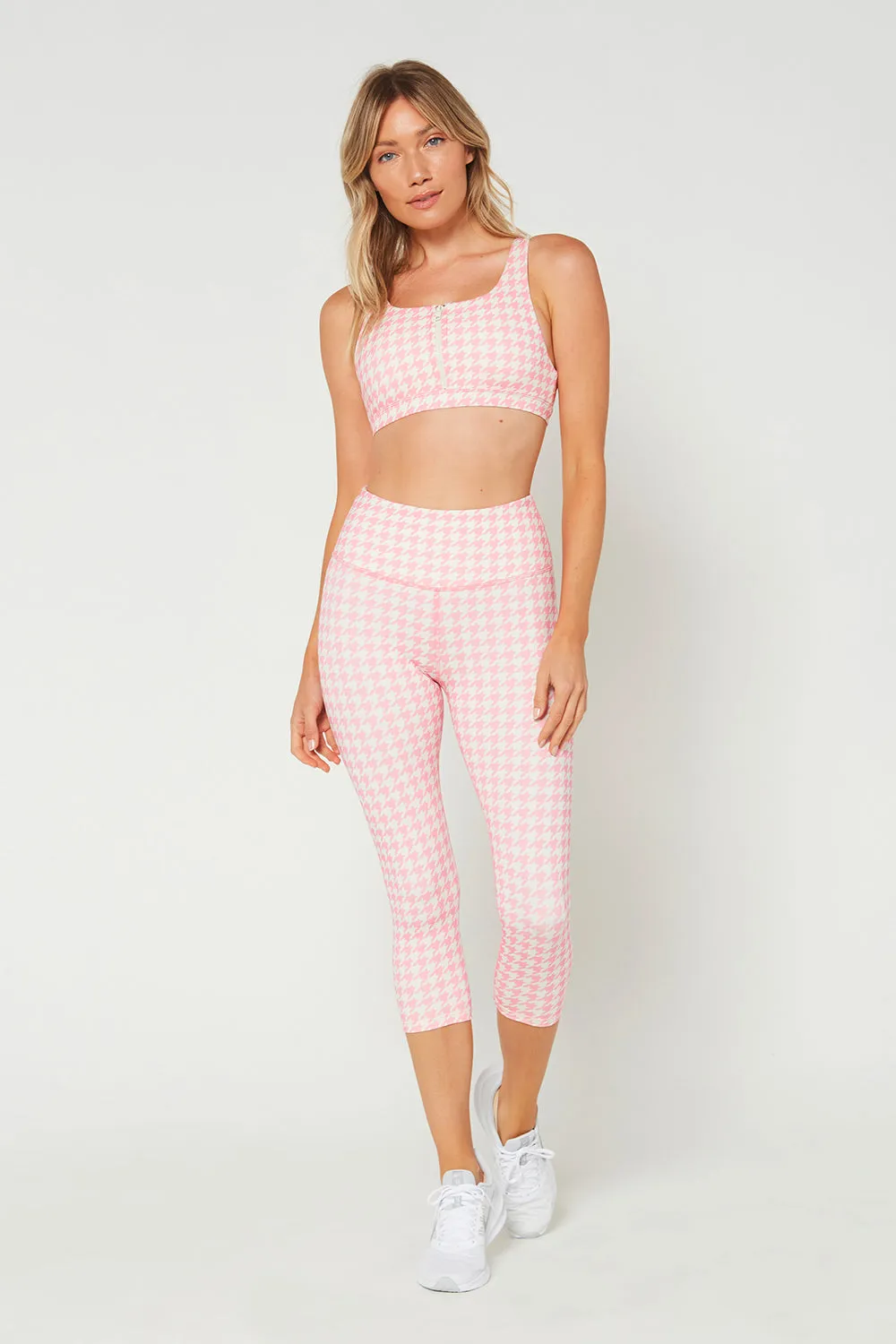 Think Pink Houndstooth Cropped Leggings