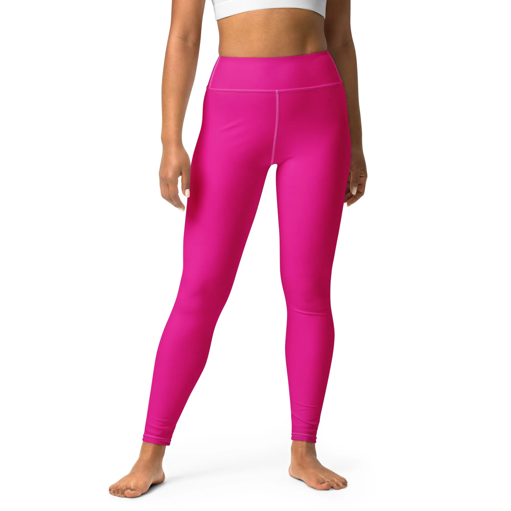 Versatile Style: Women's Solid Color Workout Yoga Pants - Hollywood Cerise