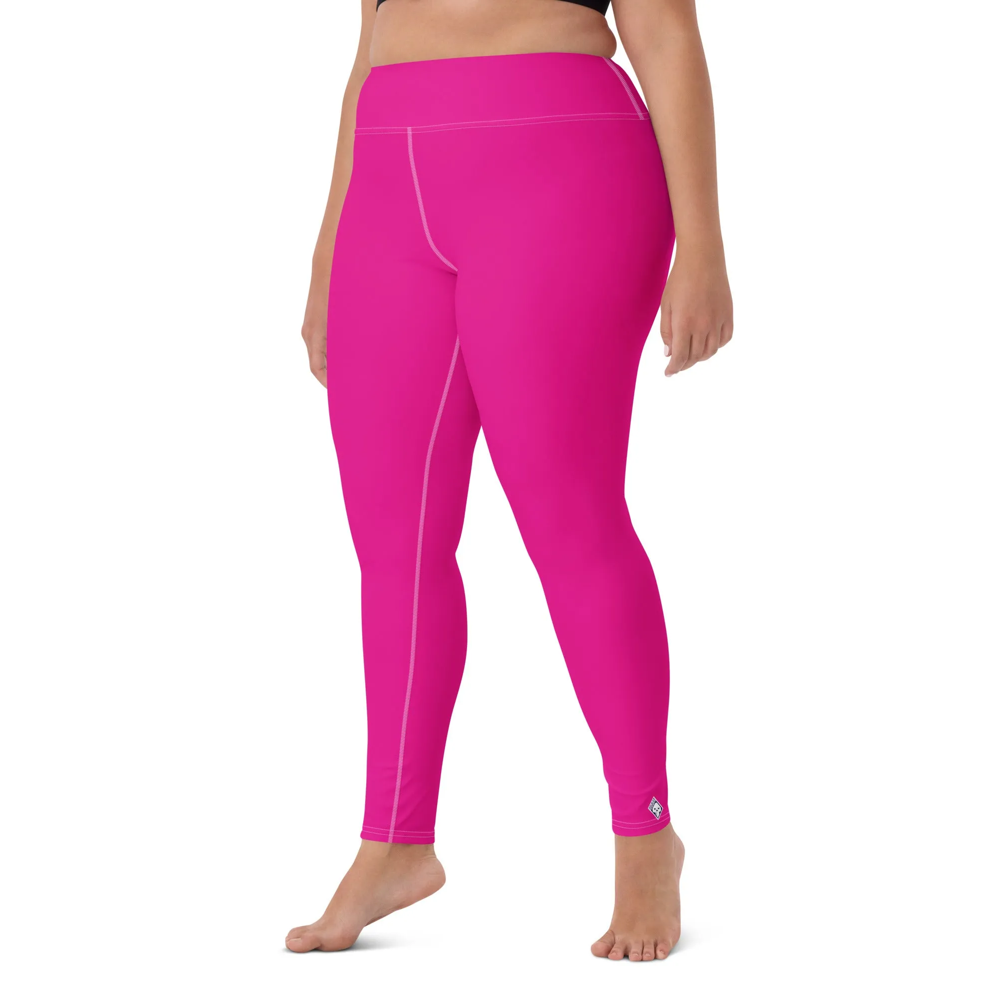 Versatile Style: Women's Solid Color Workout Yoga Pants - Hollywood Cerise