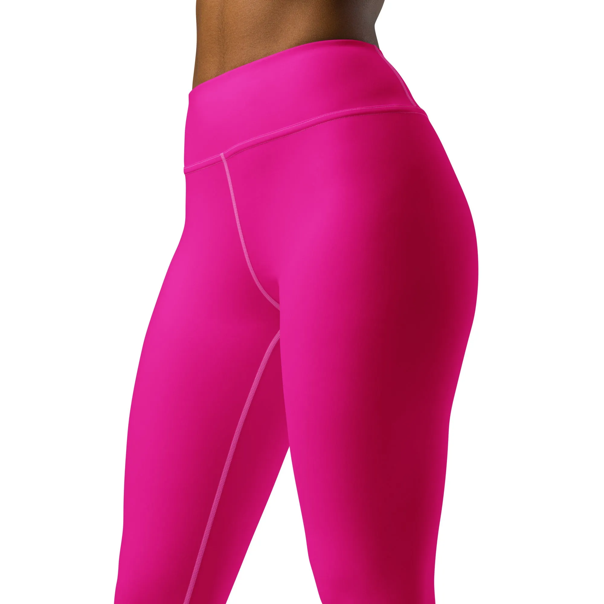 Versatile Style: Women's Solid Color Workout Yoga Pants - Hollywood Cerise